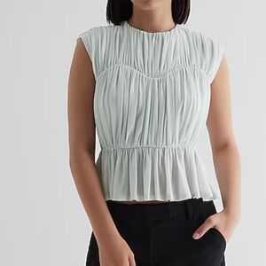 Express Crew Neck Ruched Peplum Top